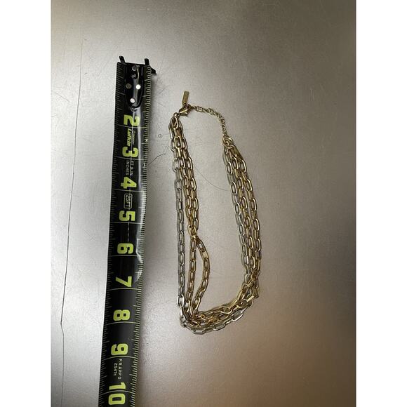 Vintage Napier Two Tone Necklace Gold & Silver 3 Chain Statement Necklace - Picture 4 of 4